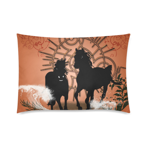 Horses Custom Zippered Pillow Case 20"x30"(Twin Sides)