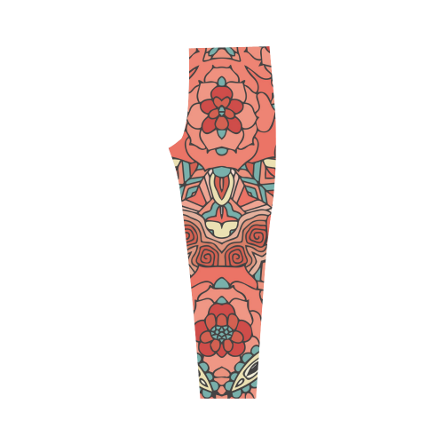 Mariager, Pale Red Rose flowers Capri Legging (Model L02)