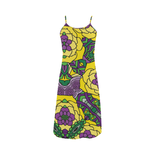 Mariager, Mardi Gras yellow purple green Alcestis Slip Dress (Model D05)