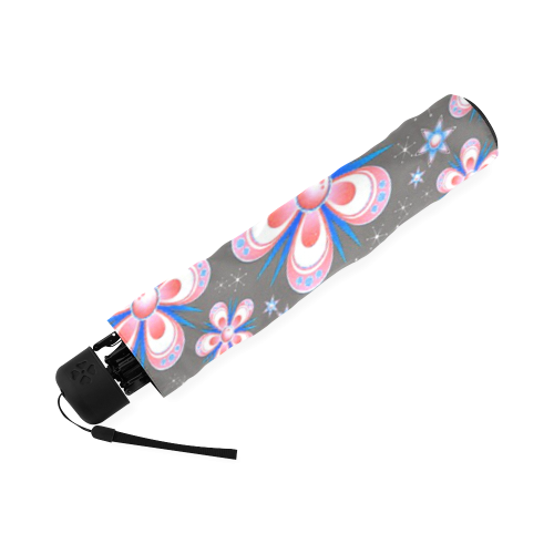 Red White Blue Flowers Foldable Umbrella (Model U01)