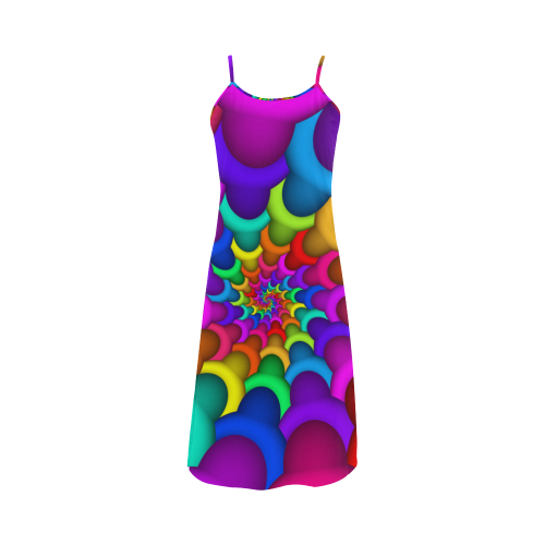 Psychedelic Rainbow Spiral Alcestis Slip Dress (Model D05)