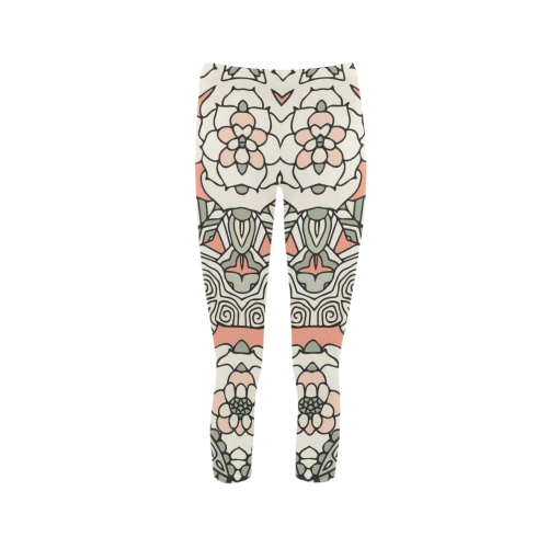 Mariager, vintage pink rose flowers Capri Legging (Model L02)