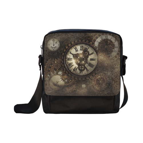 Vintage Steampunk Clocks Crossbody Nylon Bags (Model 1633)