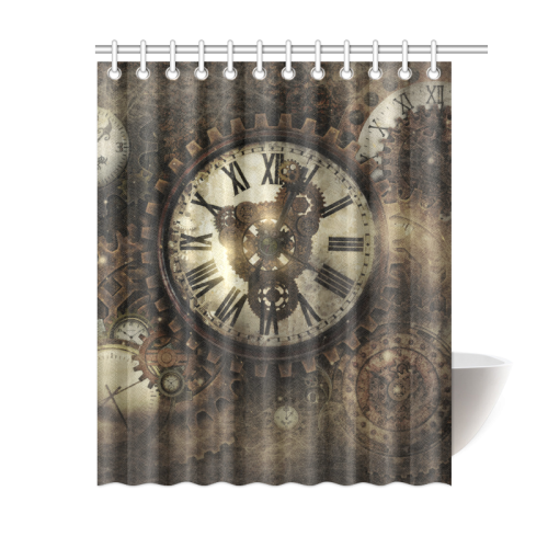 Vintage Steampunk Clocks Shower Curtain 60"x72"