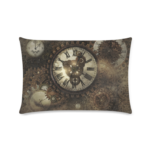 Vintage Steampunk Clocks Custom Rectangle Pillow Case 16"x24" (one side)