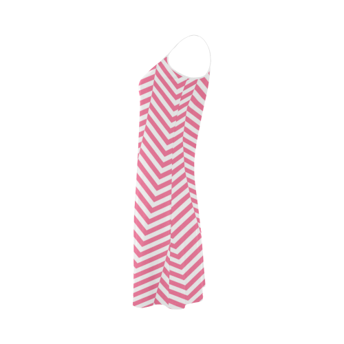 pink and white classic chevron pattern Alcestis Slip Dress (Model D05)