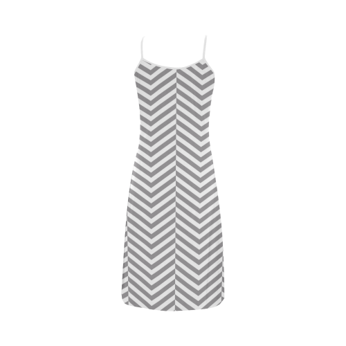 grey and white classic chevron pattern Alcestis Slip Dress (Model D05)