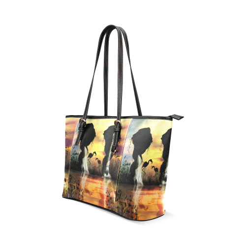 Flamingo Leather Tote Bag/Large (Model 1640)