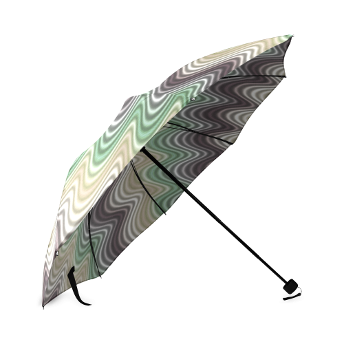 Burgundy Green Beige Waves Foldable Umbrella (Model U01)