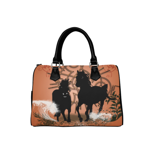 Black horses Boston Handbag (Model 1621)