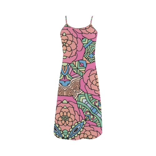 Mariager-Carnival colors-rose flowers Alcestis Slip Dress (Model D05)