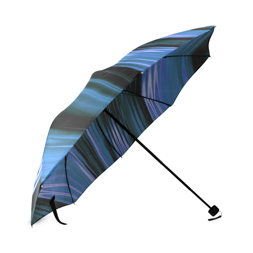 Deep Ocean Blue Black Wave Foldable Umbrella (Model U01)