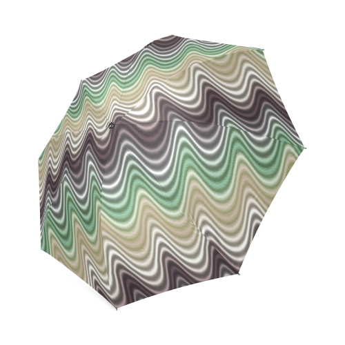 Burgundy Green Beige Waves Foldable Umbrella (Model U01)