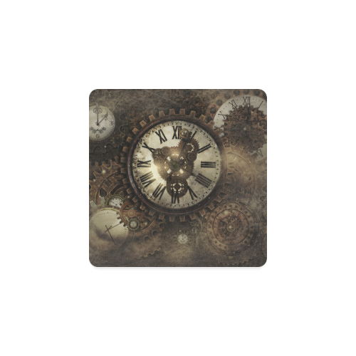 Vintage Steampunk Clocks Square Coaster