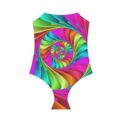 Psychedelic Rainbow Spiral Strap Swimsuit ( Model S05)