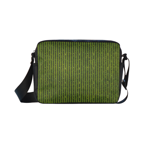 Green Glitter Stripe Classic Cross-body Nylon Bags (Model 1632)