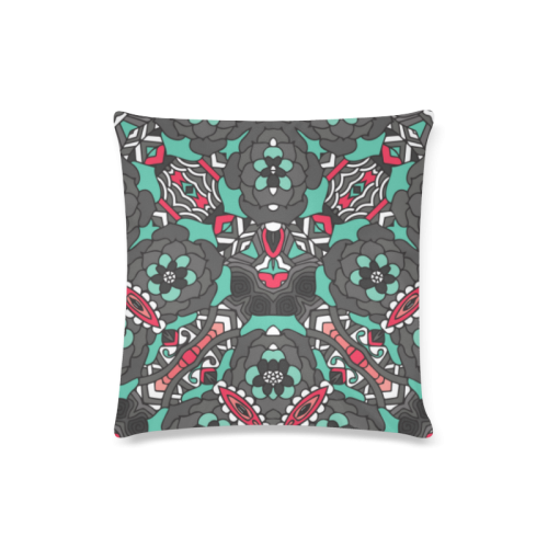 Mariager - black pink & teal - rose flowers Custom Zippered Pillow Case 16"x16"(Twin Sides)