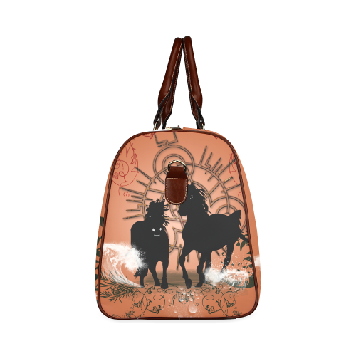 Black horses Waterproof Travel Bag/Large (Model 1639)