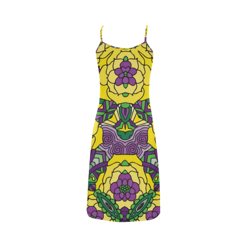 Mariager, Mardi Gras yellow purple green Alcestis Slip Dress (Model D05)