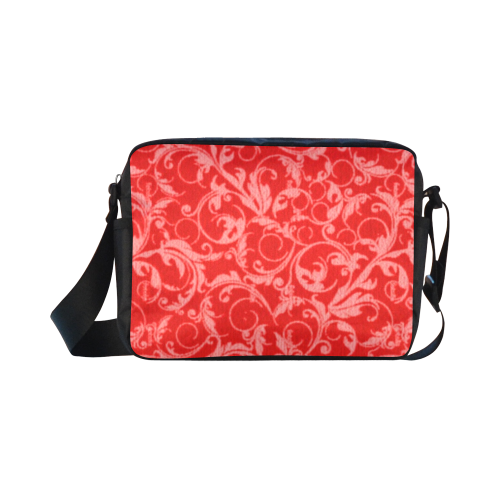 Vintage Swirls Coral Red Classic Cross-body Nylon Bags (Model 1632)