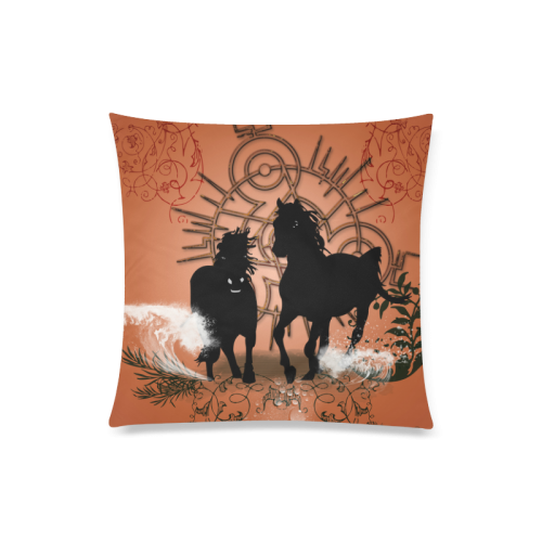 Horses Custom Zippered Pillow Case 20"x20"(Twin Sides)