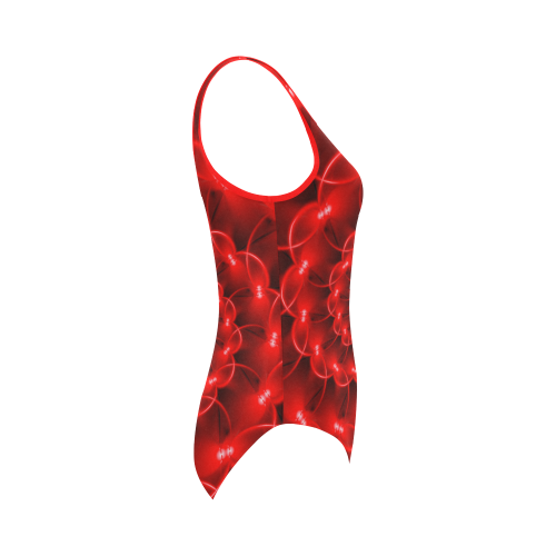 Glossy Red Spiral Fractal Vest One Piece Swimsuit (Model S04)