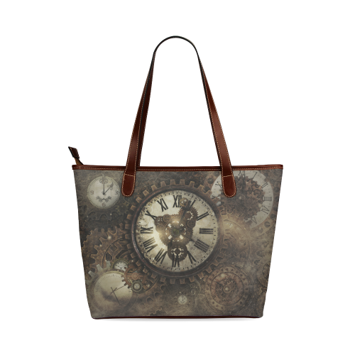Vintage Steampunk Clocks Shoulder Tote Bag (Model 1646)