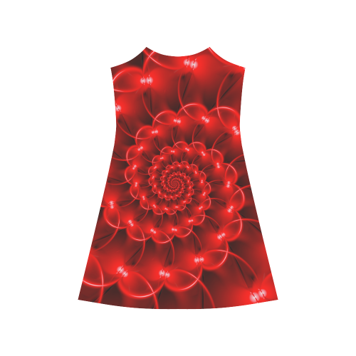 Glossy Red Spiral Fractal Alcestis Slip Dress (Model D05)