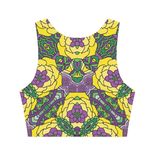 Mariager, Mardi Gras yellow purple green Women's Crop Top (Model T42)