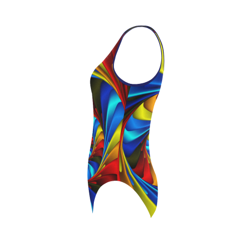 Psychedelic Rainbow Spiral Vest One Piece Swimsuit (Model S04)