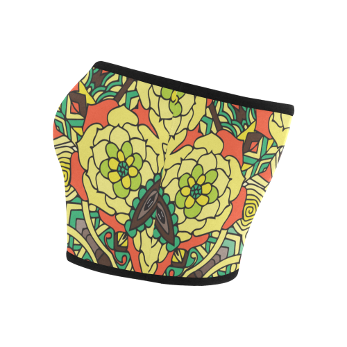 Mariger, Retro Yellow orange and green rose Bandeau Top