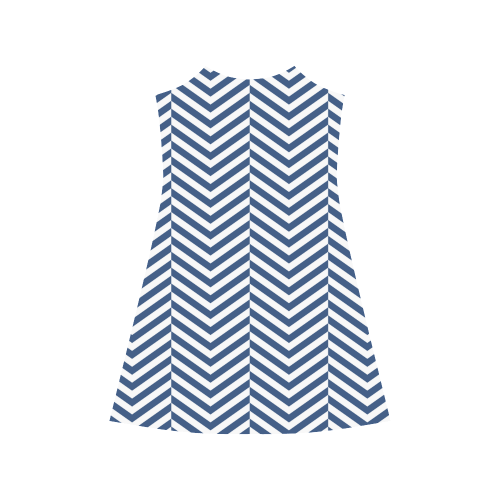 dark blue and white classic chevron pattern Alcestis Slip Dress (Model D05)