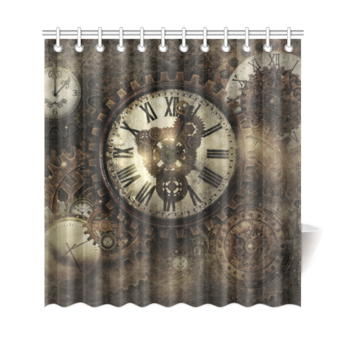 Vintage Steampunk Clocks Shower Curtain 69"x72"