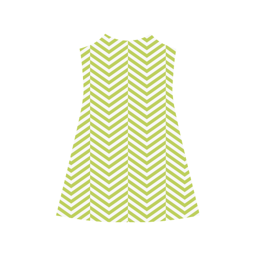 spring green and white classic chevron pattern Alcestis Slip Dress (Model D05)