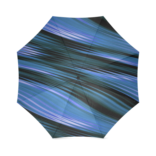 Deep Ocean Blue Black Wave Foldable Umbrella (Model U01)