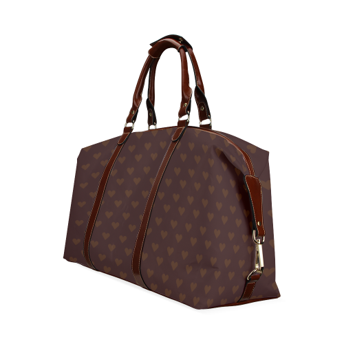 Coffee brown heart pattern VAS2 Classic Travel Bag (Model 1643)