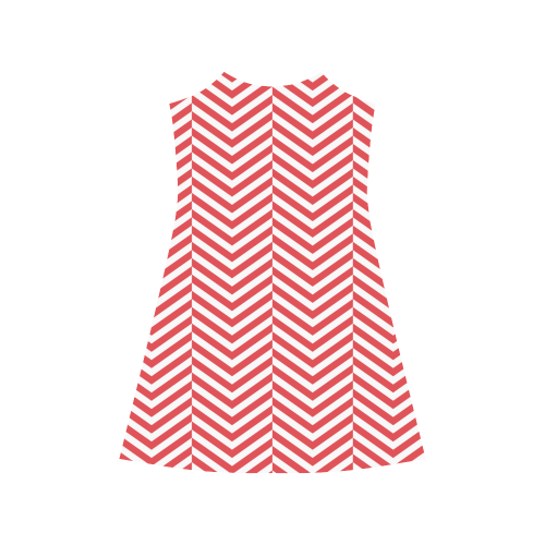 red and white classic chevron pattern Alcestis Slip Dress (Model D05)