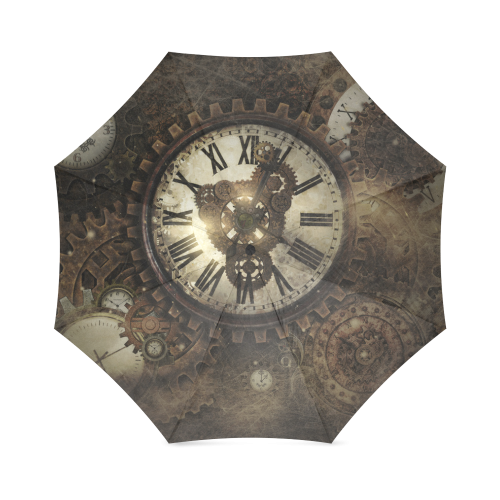 Vintage Steampunk Clocks Foldable Umbrella (Model U01)