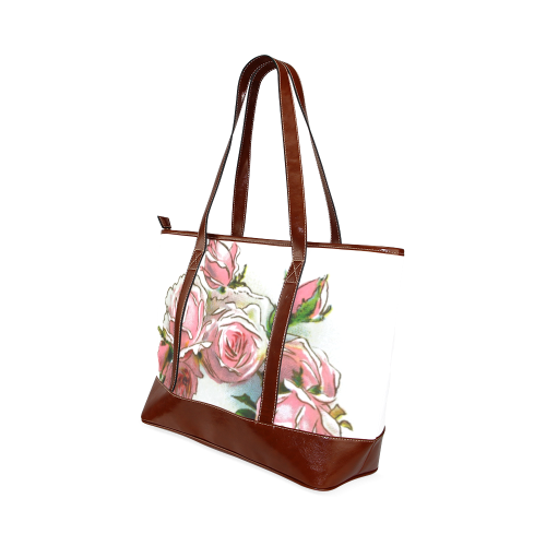 Vintage Pink Rose Floral Tote Handbag (Model 1642)