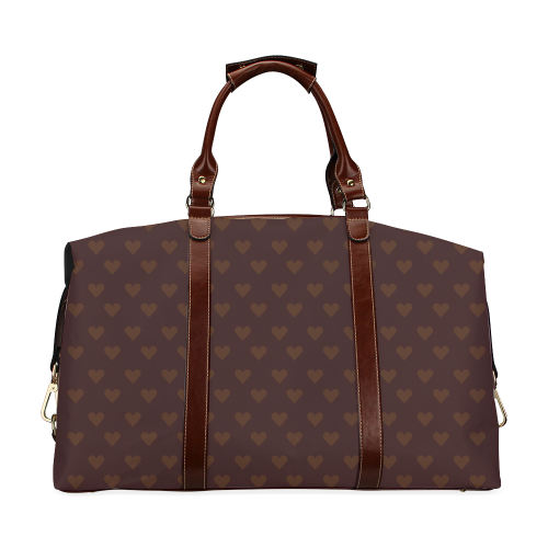 Coffee brown heart pattern VAS2 Classic Travel Bag (Model 1643)