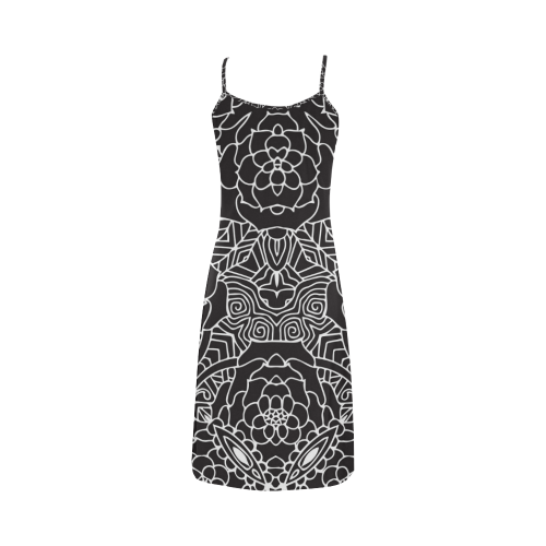 Mariager-Black & White- rose flowers Alcestis Slip Dress (Model D05)