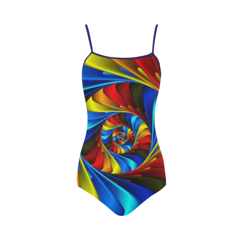 Psychedelic Rainbow Spiral Strap Swimsuit ( Model S05)