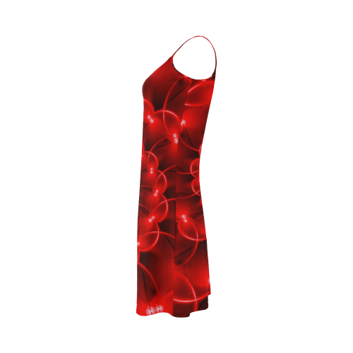 Glossy Red Spiral Fractal Alcestis Slip Dress (Model D05)