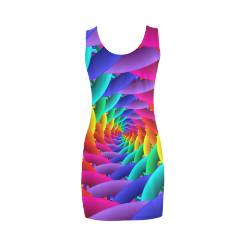 Psychedelic Rainbow Spiral Medea Vest Dress (Model D06)