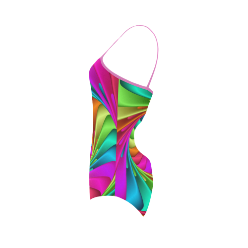 Psychedelic Rainbow Spiral Strap Swimsuit ( Model S05)