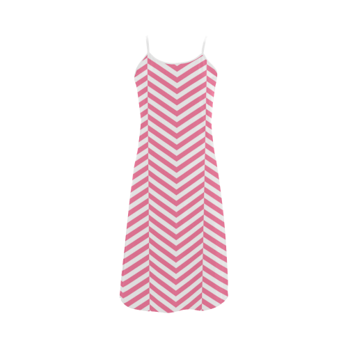 pink and white classic chevron pattern Alcestis Slip Dress (Model D05)