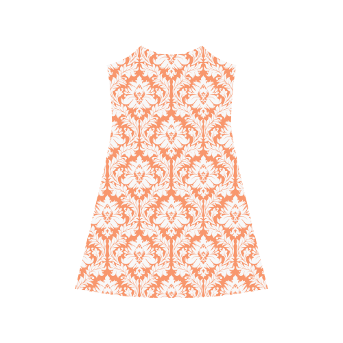 damask pattern orange and white Alcestis Slip Dress (Model D05)