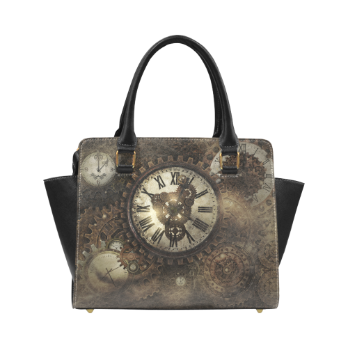 Vintage Steampunk Clocks Classic Shoulder Handbag (Model 1653)