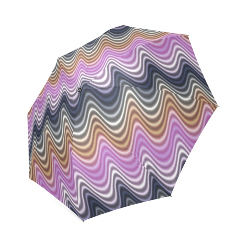 Purple Blue Gold Waves Foldable Umbrella (Model U01)
