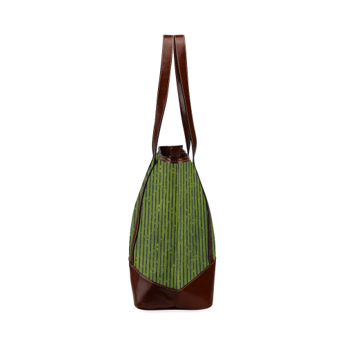Green Glitter Stripe Tote Handbag (Model 1642)